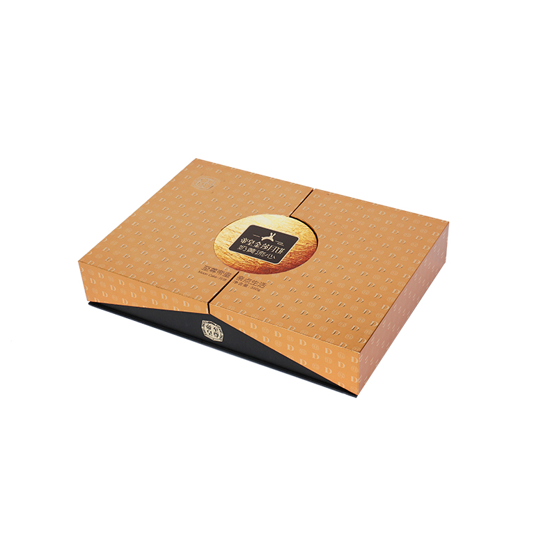 Luxury Display Black Paper Packaging Double Decker Moon Cake Packaging Box